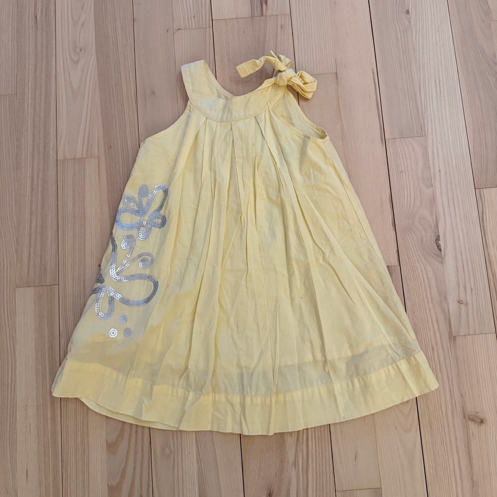 Kids Yellow and Silver Sequence Dress